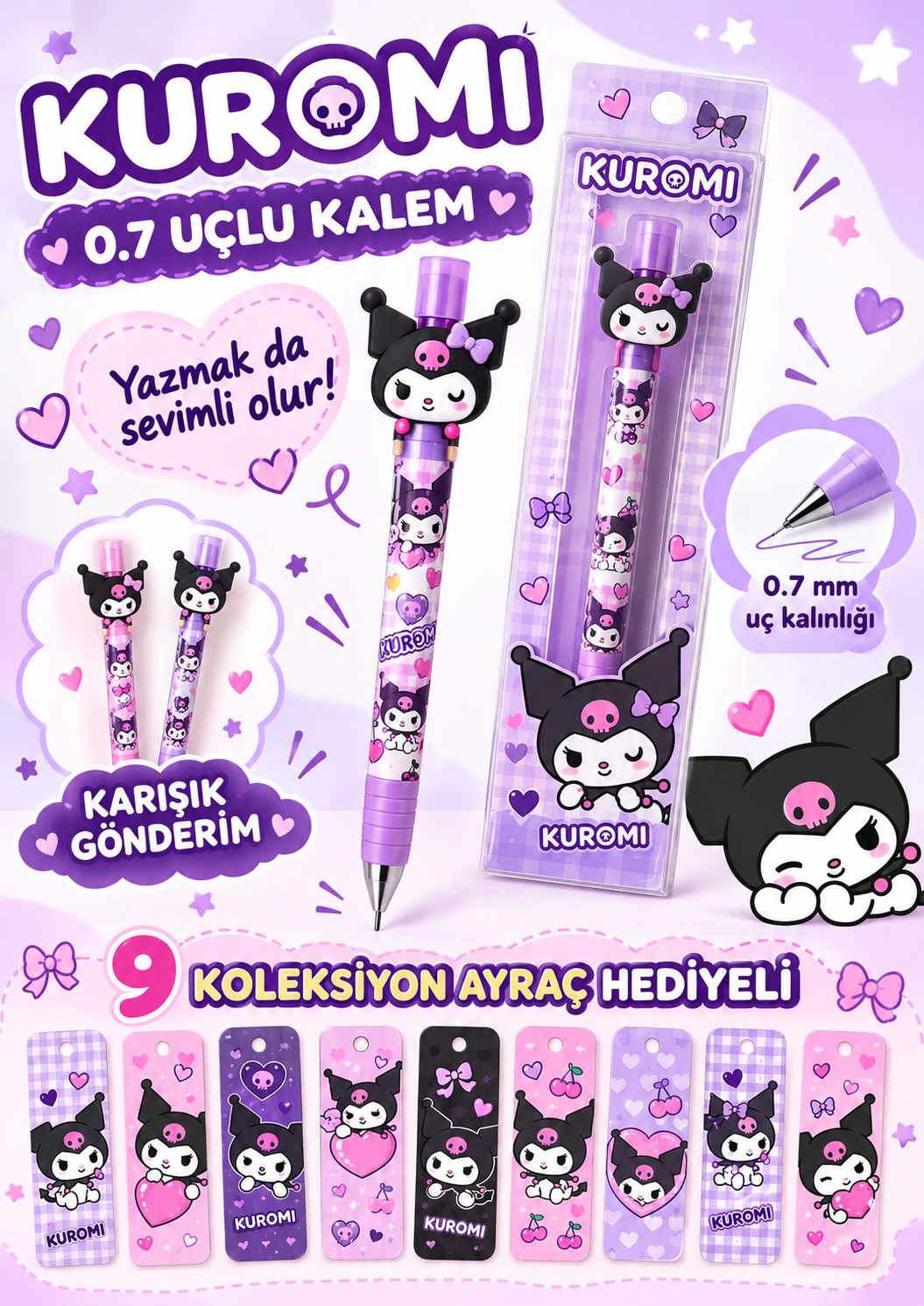 Uçlu Kalem - Kuromi 0.7 Uçlu Kalem